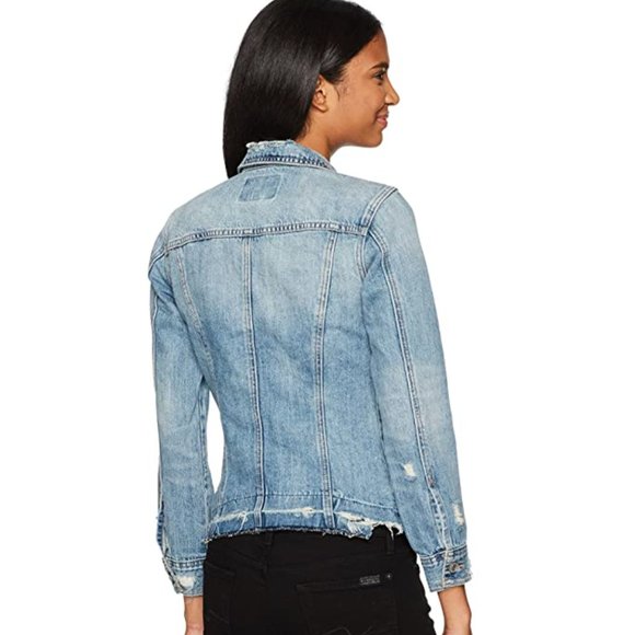 Lucky Brand Tomboy Trucker Jean Jacket frayed NWT - Picture 2 of 6